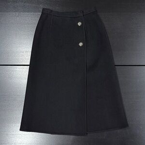 Gucci Vintage Black 100% Lana Wool Midi Wrap Skirt - 44